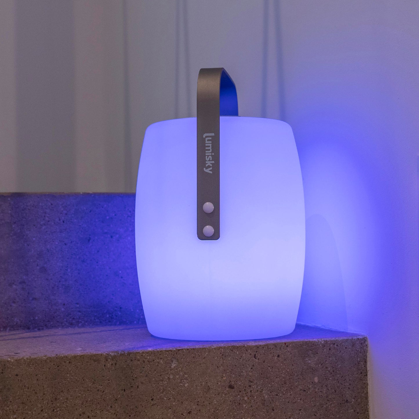 Lampe enceinte bluetooth sans fil poignée aluminium LED blanc/multicolore dimmable LUCY PLAY H31cm avec télécommande