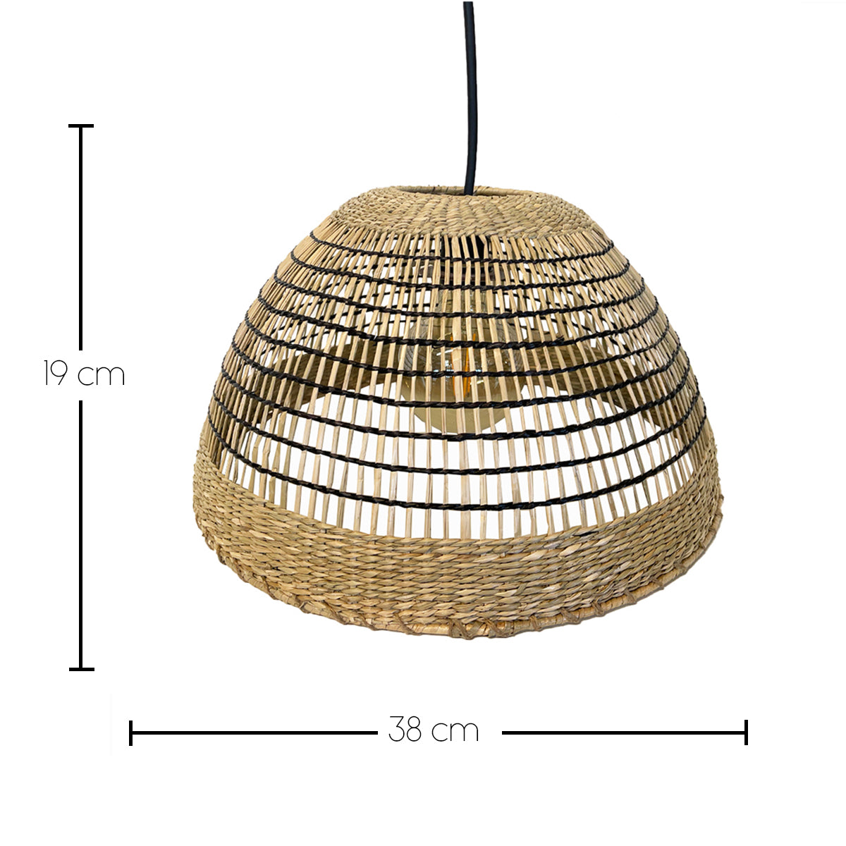 Suspension CESARE NOMAD en herbe marine naturelle style bohème avec ampoule LED blanc/RGB nomade