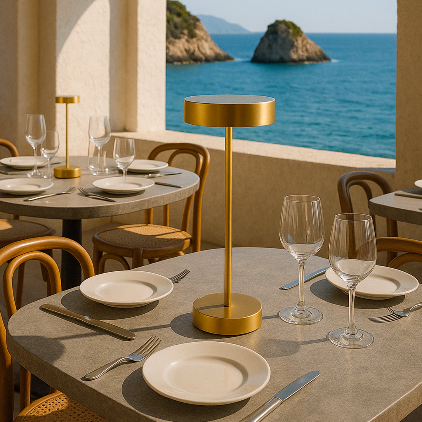 Lampe de table sans fil dimmable en aluminium dorée LED SANDY GOLD H33 cm