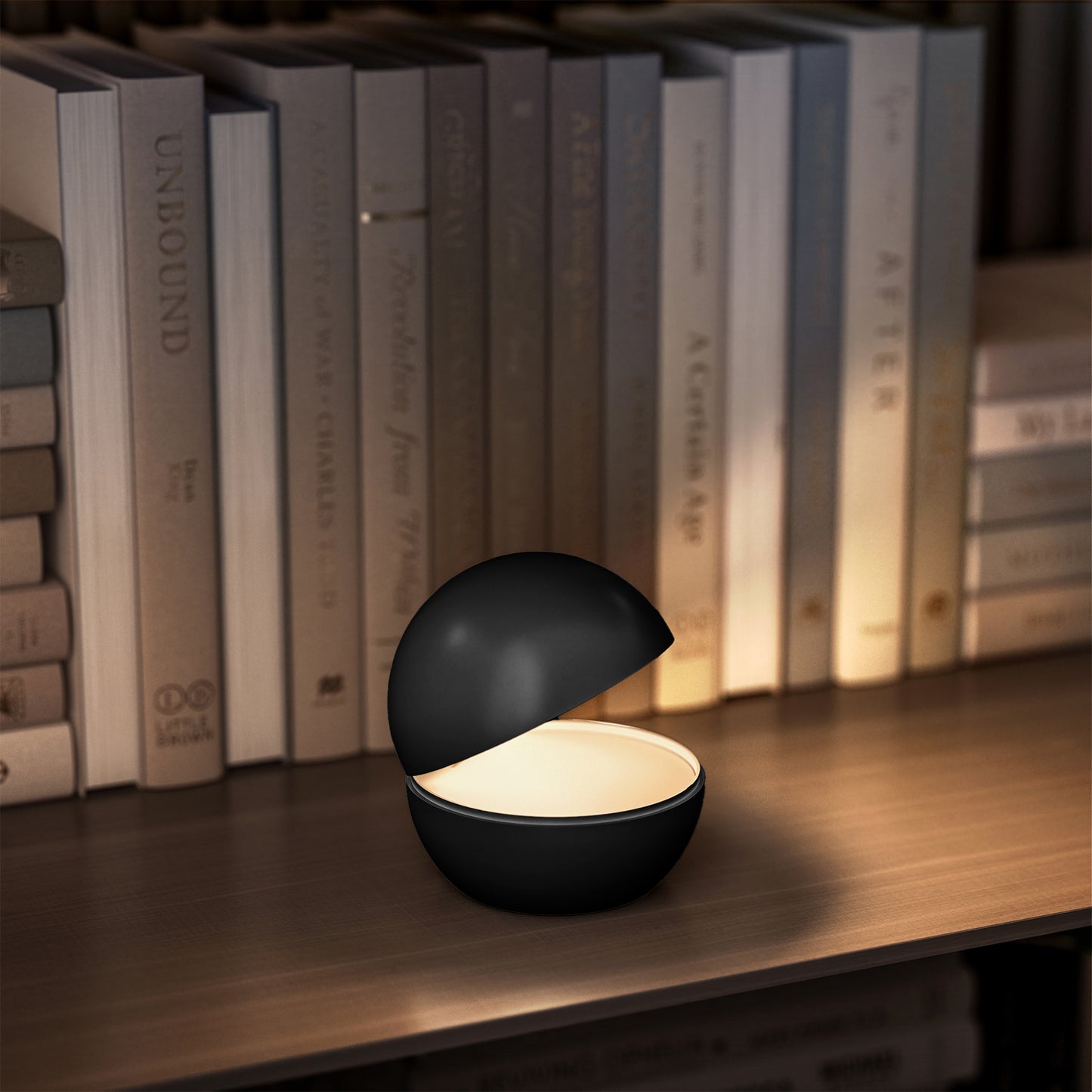 Lampe de chevet sans fil à poser noire LED blanc chaud dimmable GOOD NIGHT BLACK ø12cm