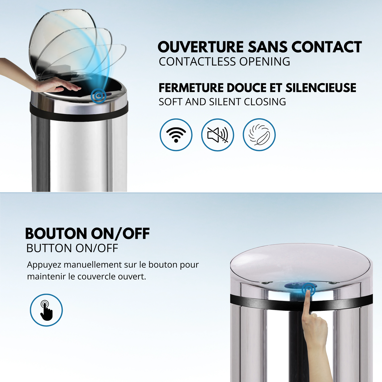Poubelle de cuisine automatique 30L ARTIC en acier Inox avec seau