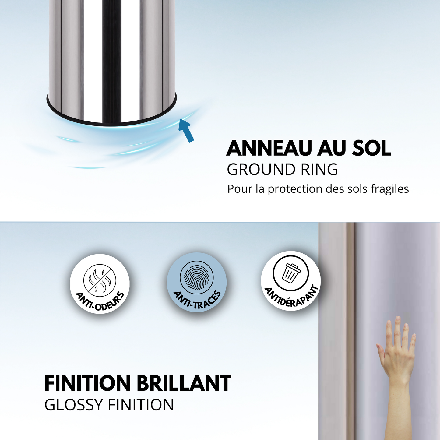 Poubelle de cuisine automatique 30L ARTIC en acier Inox avec seau