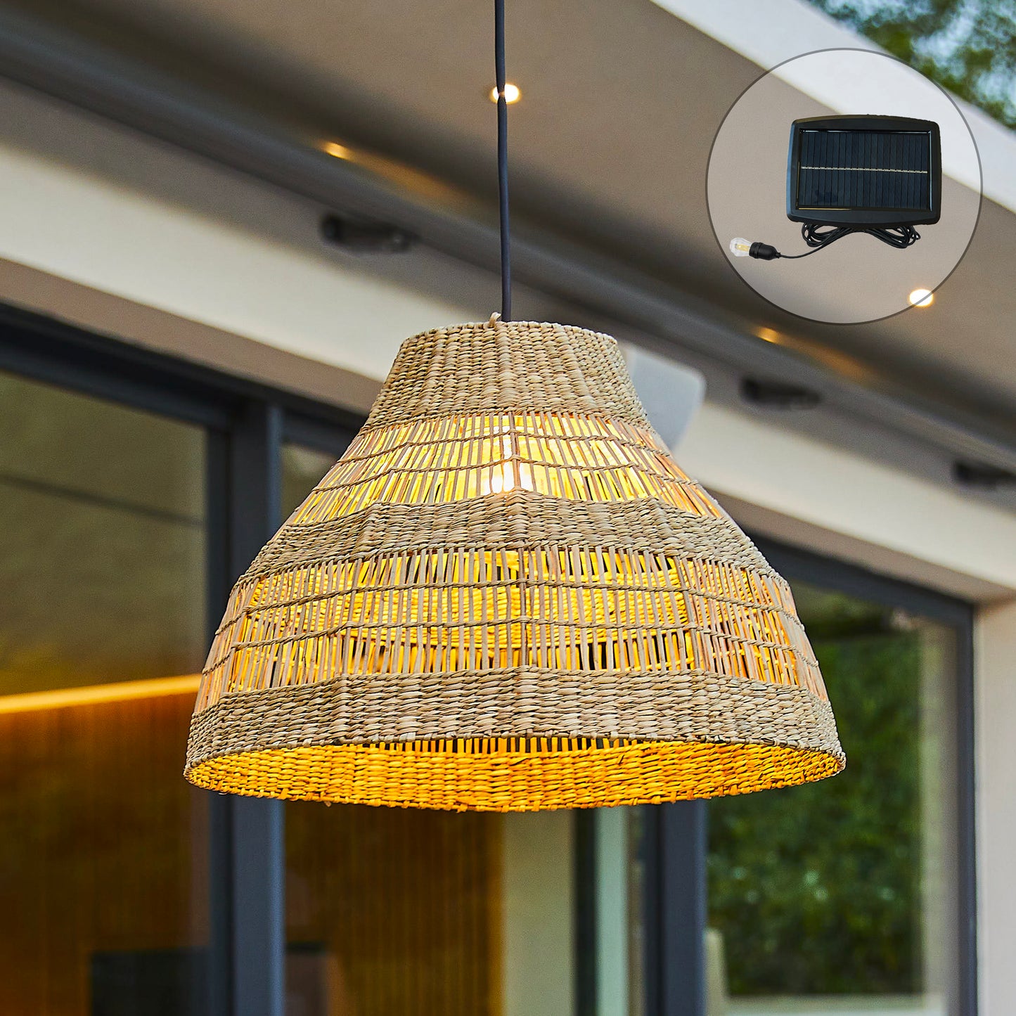 Suspension solaire MERIDA SOLAR en herbe marine avec câble hybride secteur et solaire 5m de longueur