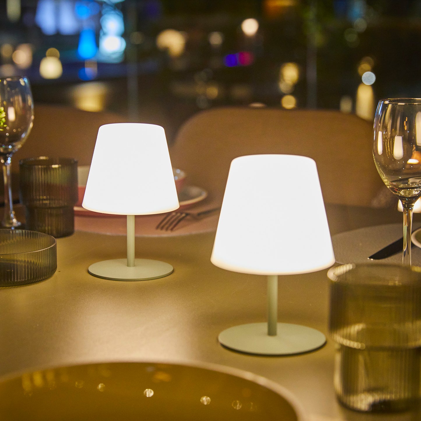 Set de 2 lampes de table LED sans fil TWINS Olive H16cm