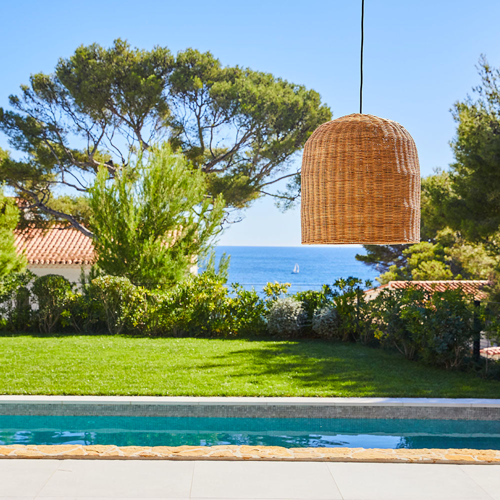 Abat jour naturel GIACOMO en rotin style bohème H45cm pour monture électrique E27