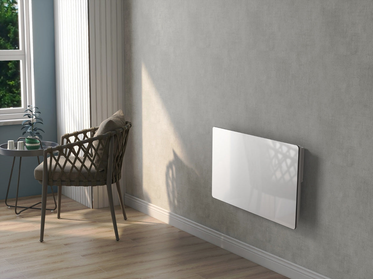 Radiateur électrique à inertie sèche bloc CERAMIQUE + facade VERRE écran LCD 1500W GLASS Norme NF - REDDECO.com