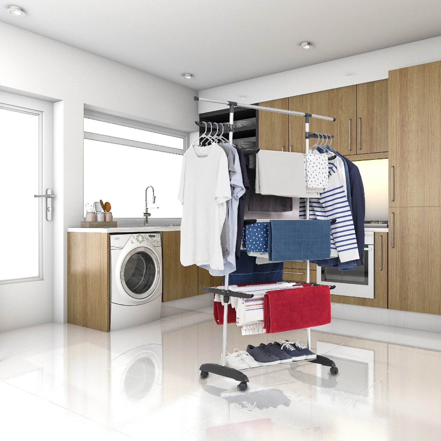 Séchoir à linge étendoir multifonction 25M ULTIMA 3 niveaux Noir et inox - REDDECO.com