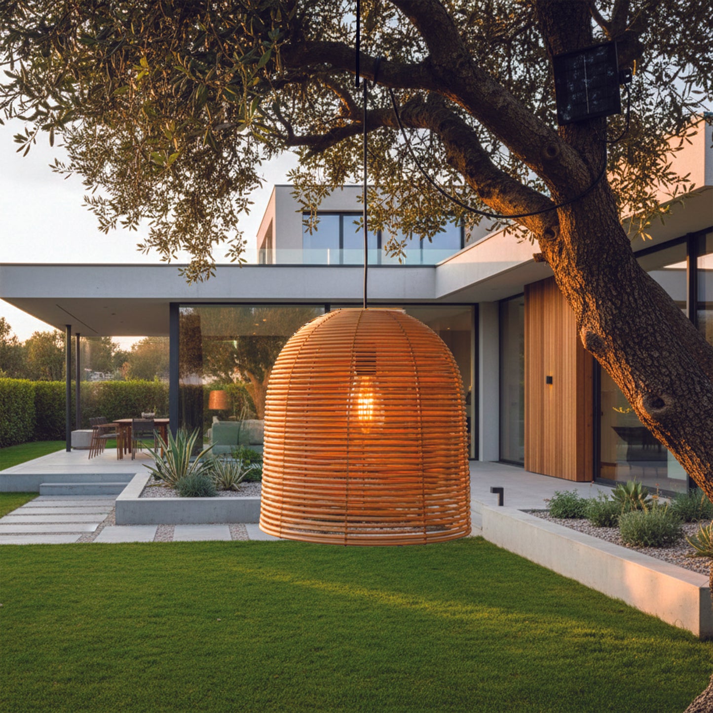 Suspension sur secteur pour l'extérieur HANG BOHEME OUTDOOR CABLE en poly rotin style bohème 5m de longueur de câble