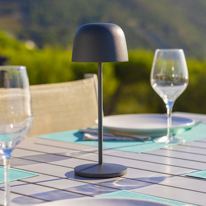 Lot de 6 Lampe de table sans fil LED blanc chaud dimmable SOPHIA ROCK H28cm Gris Anthracite avec plateau de chargement