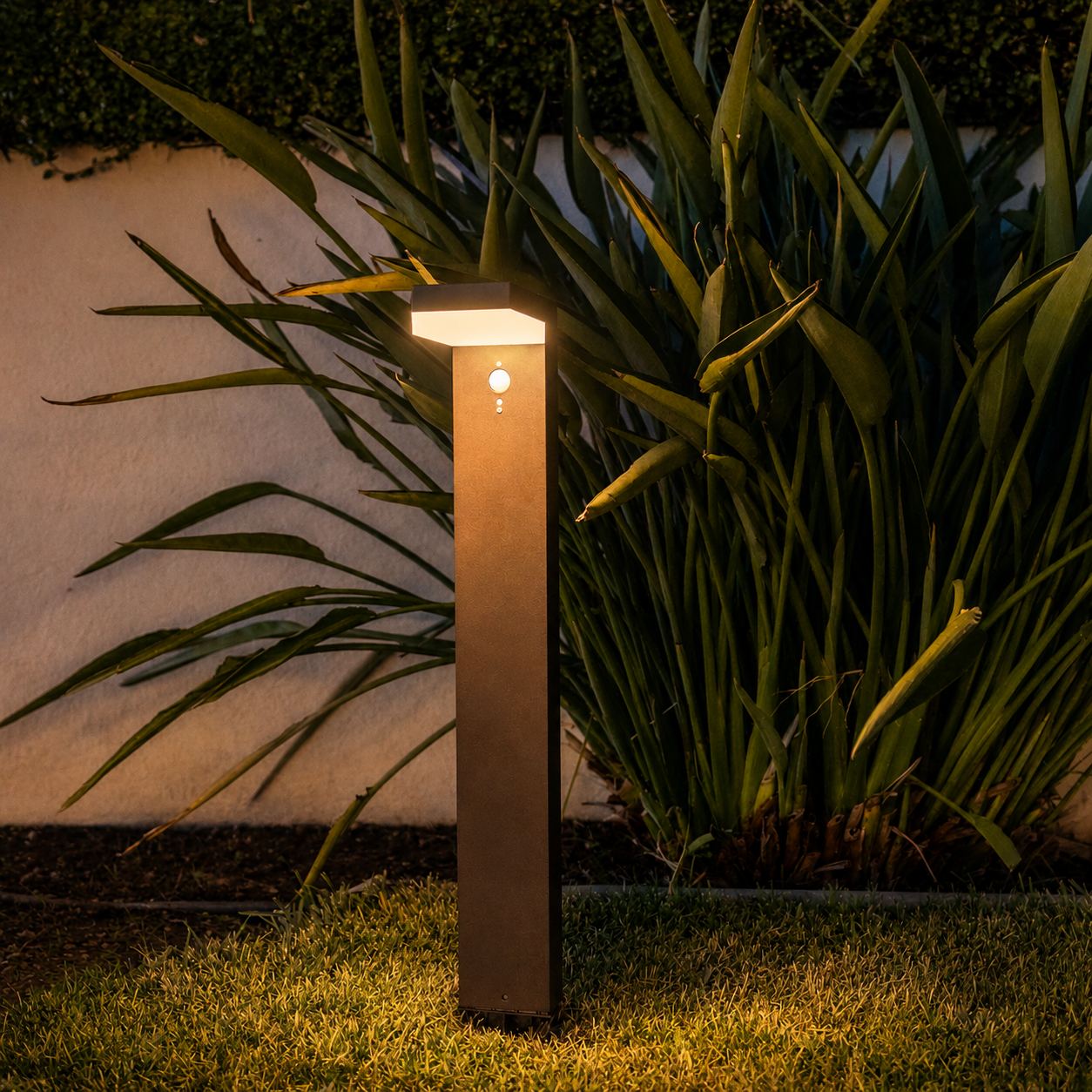 Balise solaire à fixer ou planter LED blanc chaud avec détecteur de mouvement CENOVA TALL H50cm