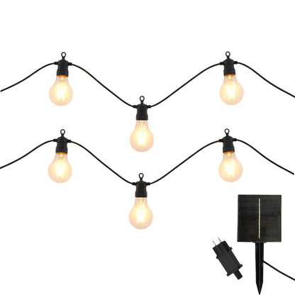 Lot de 2 guirlandes lumineuses extérieur 10 globes transparents LED blanc chaud dimmable PARTY CLEAR HYBRID 8m solaire et sur secteur