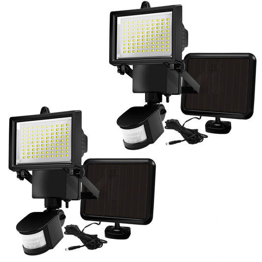 Lot de 2 projecteurs solaires noir éclairage puissant panneau solaire déporté LED blanc COOPER BLACK H22cm avec détecteur de mouvement orientable