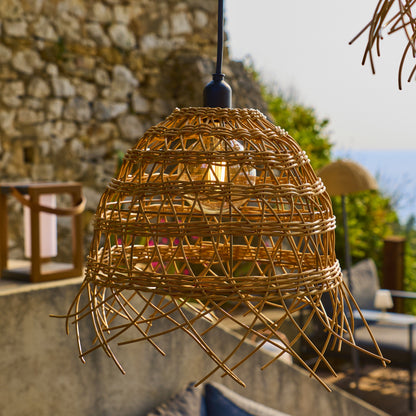 Lot de 2 suspensions sur secteur pour l'extérieur 2X HAWAII LONG OUTDOOR CABLE en poly rotin style bohème 5m de longueur de câble