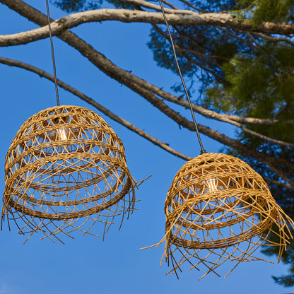 Lot de 2 suspensions sur secteur pour l'extérieur 2X HAWAII LONG OUTDOOR CABLE en poly rotin style bohème 5m de longueur de câble