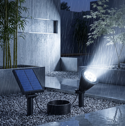 Lot de 4 spots solaires projecteurs à piquer LED blanc 200 lumens panneau solaire déporté 4x SPIKY AWAY W34