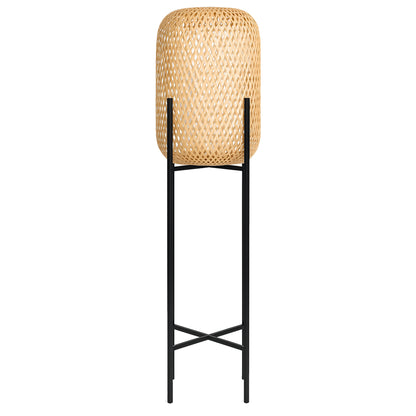 Lampadaire sans fil à 4 pieds metal LED blanc et multicolore dimmable STANLEY en poly rotin H150cm avec télécommande