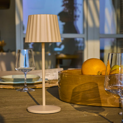 Lampe de table touch sans fil en aluminium beige LED ABBY CREAM blanc dimmable H29cm