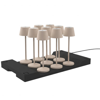 Lot de 9 lampes de table sans fil LED blanc chaud dimmable EMILY SAND H25cm avec plateau de chargement