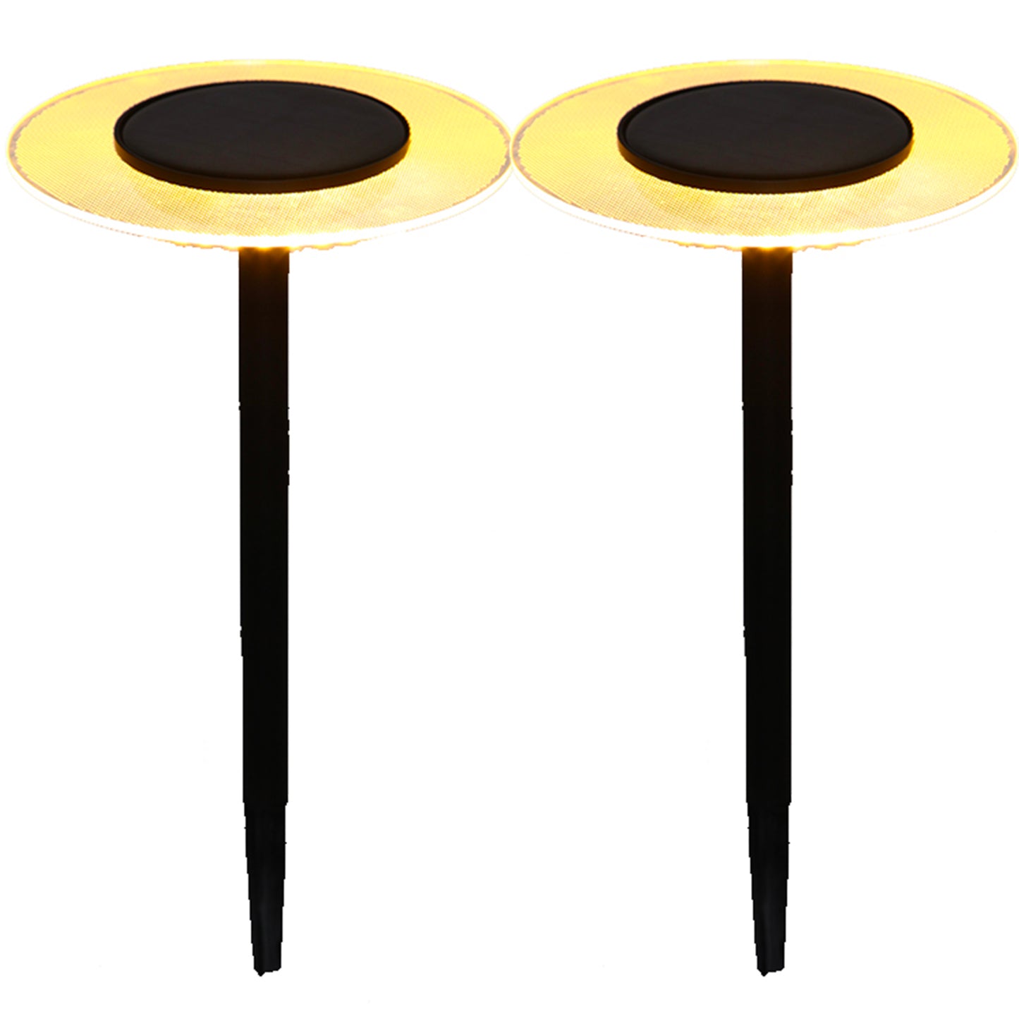 Lot de 2 balises solaires à piquer LED blanc chaud UFO H35cm