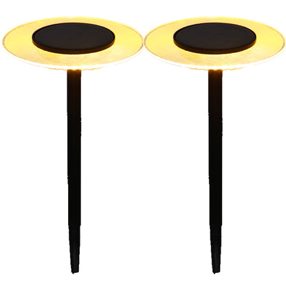 Lot de 2 balises solaires à piquer LED blanc chaud UFO H35cm