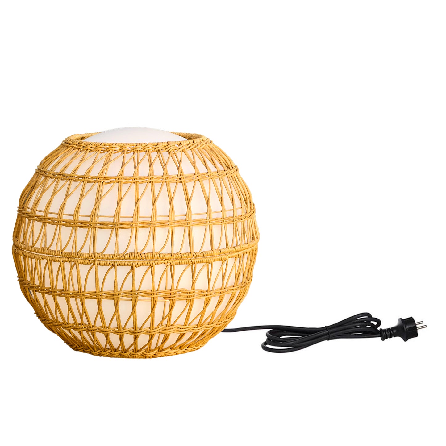 Boule lumineuse filaire avec coque poly rotin amovible pour extérieur LED blanc BOBBY W40 DRESS ∅40cm culot E27