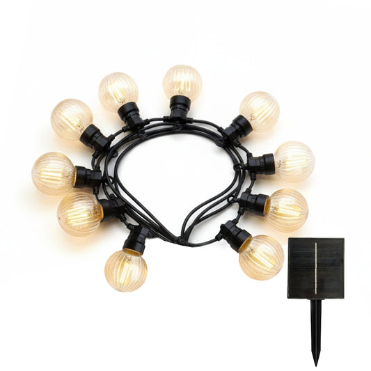 Guirlande lumineuse solaire raccordable 10 ampoules LED blanc chaud dimmable BAMBY LIGHT 8m