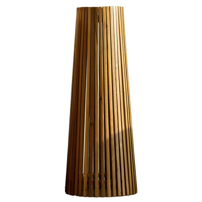 Lampadaire d'extérieur solaire TECKA SMALL en bois teck avec module LED blanc chaud et télécommande H90cm