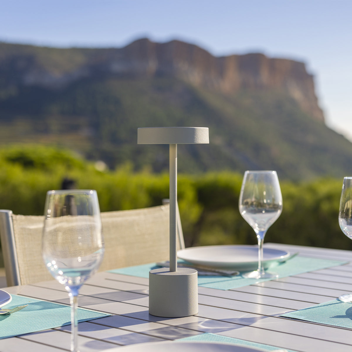 Lot de 2 lampes de table sans fil touch en aluminium gris clair LED ROBY GREY H30cm