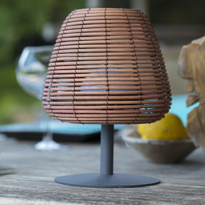 Lot de 2 lampes de table sans fil en rotin naturel LED blanc chaud/blanc dimmable 2X  BOHEME H25cm