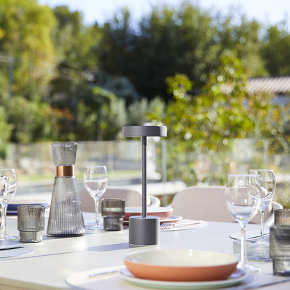 Lot de 2 lampes de table sans fil touch en aluminium gris foncé LED ROBY H30cm