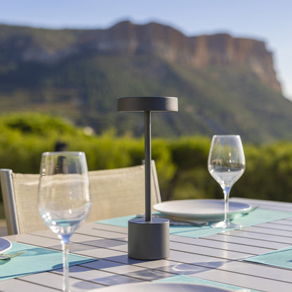 Lampe de table sans fil touch en aluminium gris foncé LED ROBY H30cm