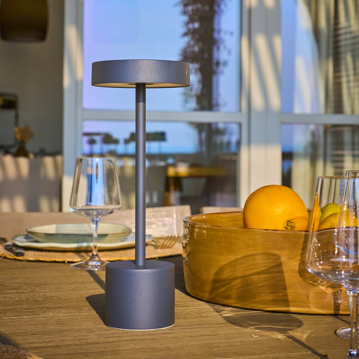 Lampe de table sans fil touch en aluminium gris foncé LED ROBY H30cm