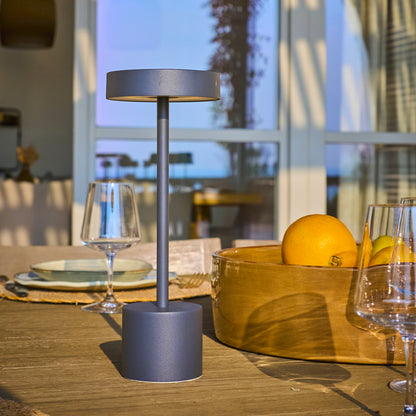 Lampe de table sans fil touch en aluminium gris foncé LED ROBY H30cm