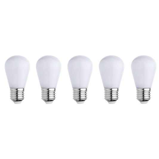 Lot de 5 ampoules LED E27 blanc globe compatible guirlande PARTY BULB WHITE H7cm