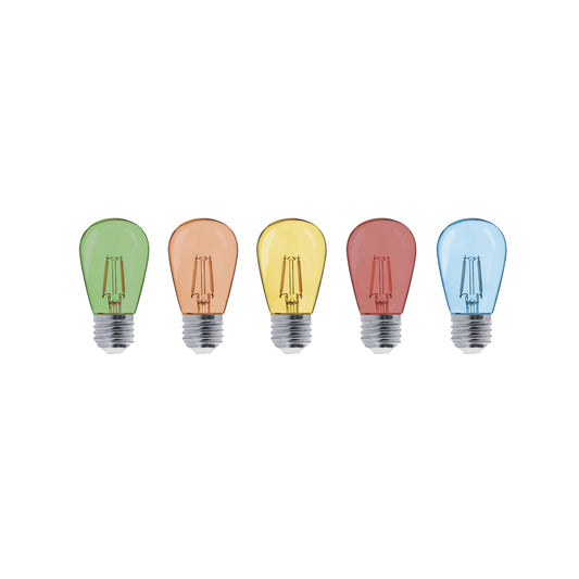 Lot de 5 ampoules LED E27 multicolore globe compatible guirlande PARTY BULB COLOR H7cm