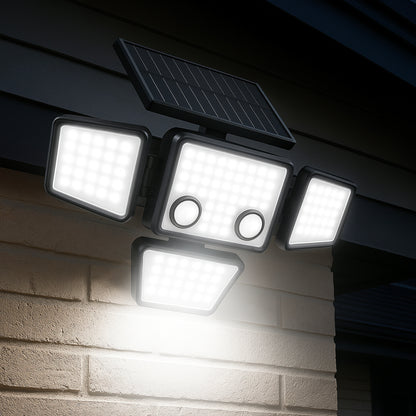 Lot de 2 Spots Solaires à 4 Têtes Noires FAIRVIEW - Éclairage LED Puissant Blanc, Orientables avec Détecteur de Mouvement, Idéaux pour Sécuriser Jardin, Terrasse et Extérieur