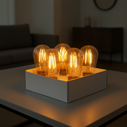 Lot de 5 ampoules LED E27 blanc chaud filament vintage compatible guirlande PARTY BULB FILAMENT H9cm