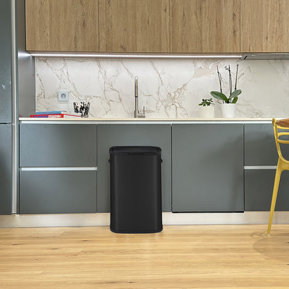 Poubelle de cuisine push 60L PORTLAND en acier Inox NOIR Ouverture par simple pression