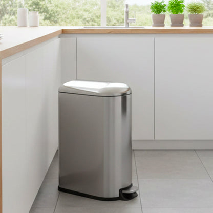 Poubelle cuisine étroite à pédale en acier 40L FULLER en inox brossé design