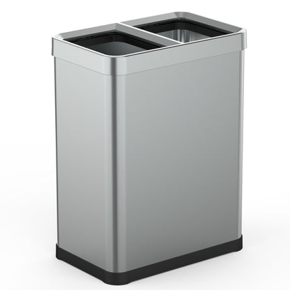 Poubelle de tri 2 x 30L en acier inoxydable TALLIN Open Top sans couvercle, design moderne pour bureau, cuisine, hôtel ou restaurant