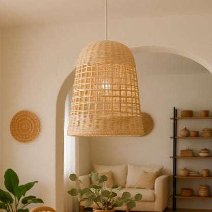 Suspension AMAYA NATURAL en rotin avec monture électrique E27 H48 cm