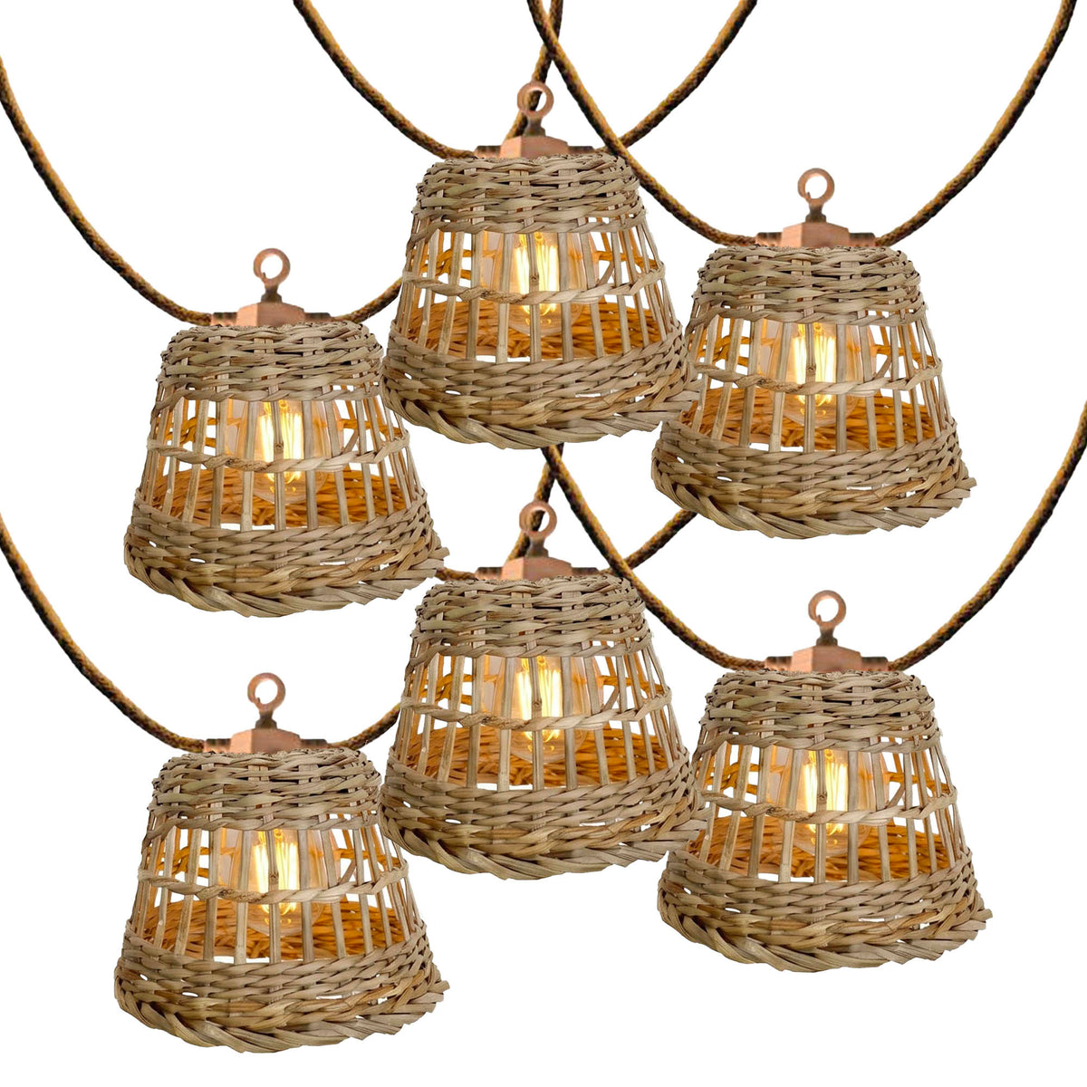 Guirlande lumineuse solaire et sur secteur raccordable en corde 20 ampoules transparentes LED blanc chaud dimmable SAMOA LIGHT HYBRID 13m