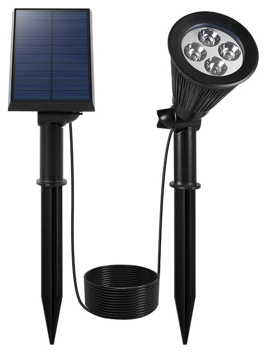 Lot de 4 spots solaires projecteurs à piquer LED blanc 200 lumens panneau solaire déporté 4x SPIKY AWAY W34