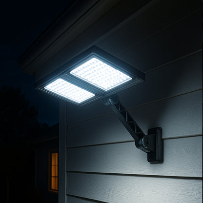 Spot solaire 2 têtes noir éclairage puissant LED blanc CLIPPER BLACK 37cm avec détecteur de mouvement orientable
