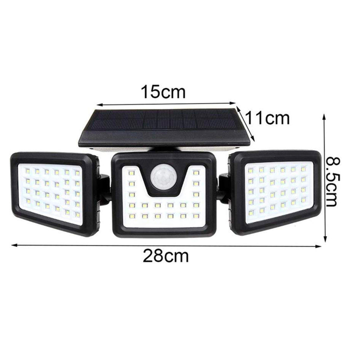 Lot de 4 Spots Solaires à 3 Têtes Noires FALCON - Éclairage LED Puissant Blanc, Orientables avec Détecteur de Mouvement, Idéal pour Sécuriser Jardin, Terrasse et Extérieur (H9.3 cm)