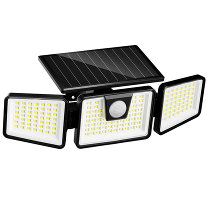 Spot solaire 3 têtes noir éclairage puissant LED blanc FALCON H9.3cm avec détecteur de mouvement orientable
