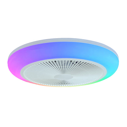 Ventilateur de Plafond Compact LAGUNA 46cm avec Éclairage LED RGB Multicolore 24W Puissant Petit Ventilateur Silencieux 36dB pour Chambre Enfant et Bureau Moteur DC 10W Basse Consommation Sécurité Maximale avec Télécommande Plafonnier 3500 Lumens Blanc