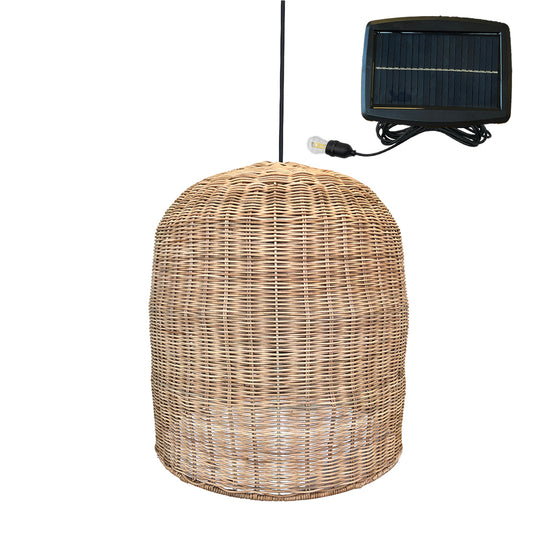 Suspension solaire GIACOMO SOLAR en rotin naturel avec câble hybride secteur et solaire 5m de longueur