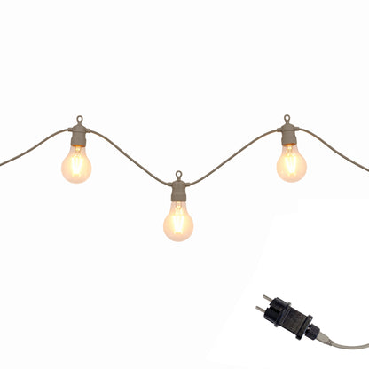 Guirlande lumineuse extérieur taupe 10 globes transparents raccordable LED blanc chaud PARTY MAX CLEAR TAUPE 8m