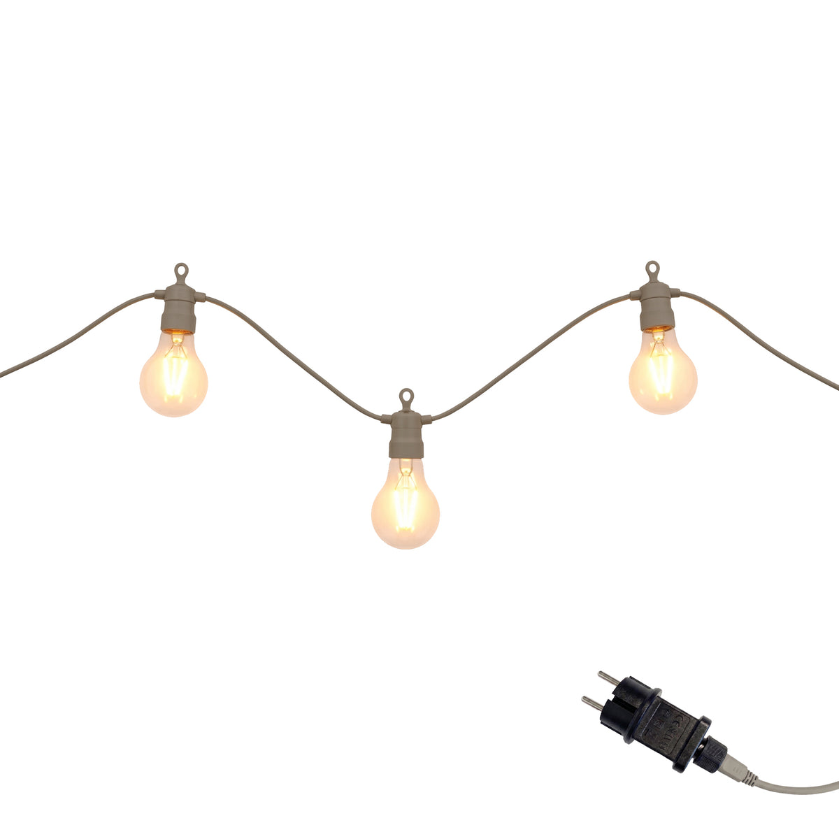 Guirlande lumineuse extérieur taupe 10 globes transparents raccordable LED blanc chaud PARTY MAX CLEAR TAUPE 8m